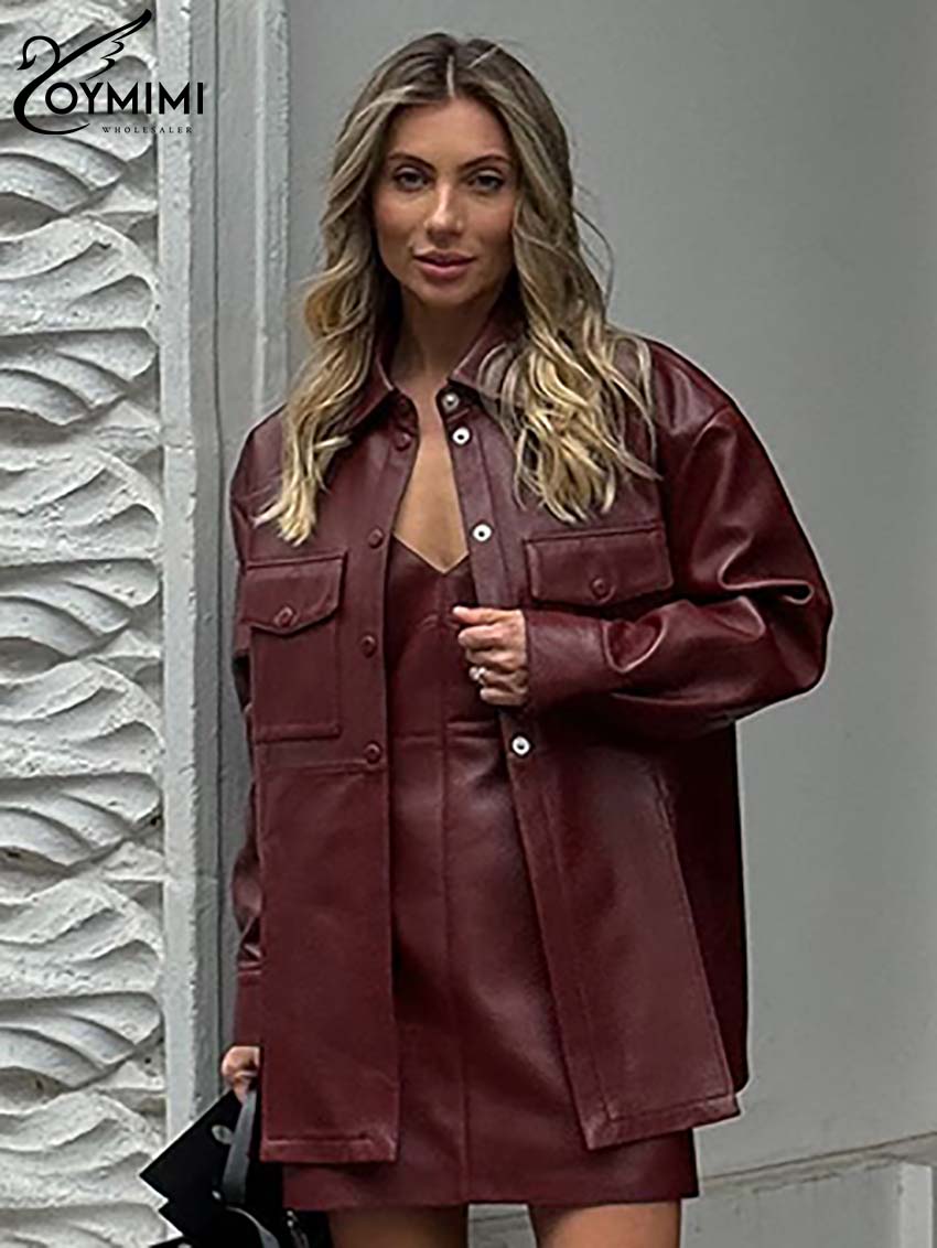 Women'S Red Formal Wear - Oymimi moda vinho vermelho couro do