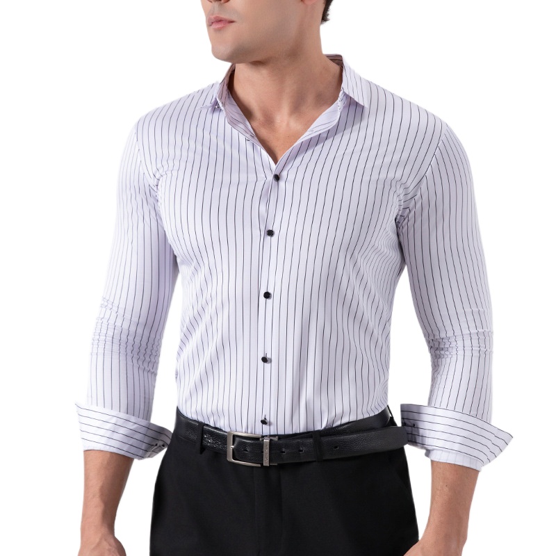Formal Dress - Camisas Sociais Masculinas Retrô Listradas Sem