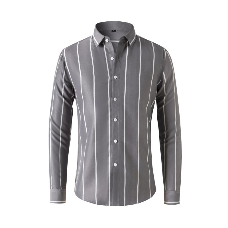 Formal Dress - Camisa Social Masculina Listrada de Manga