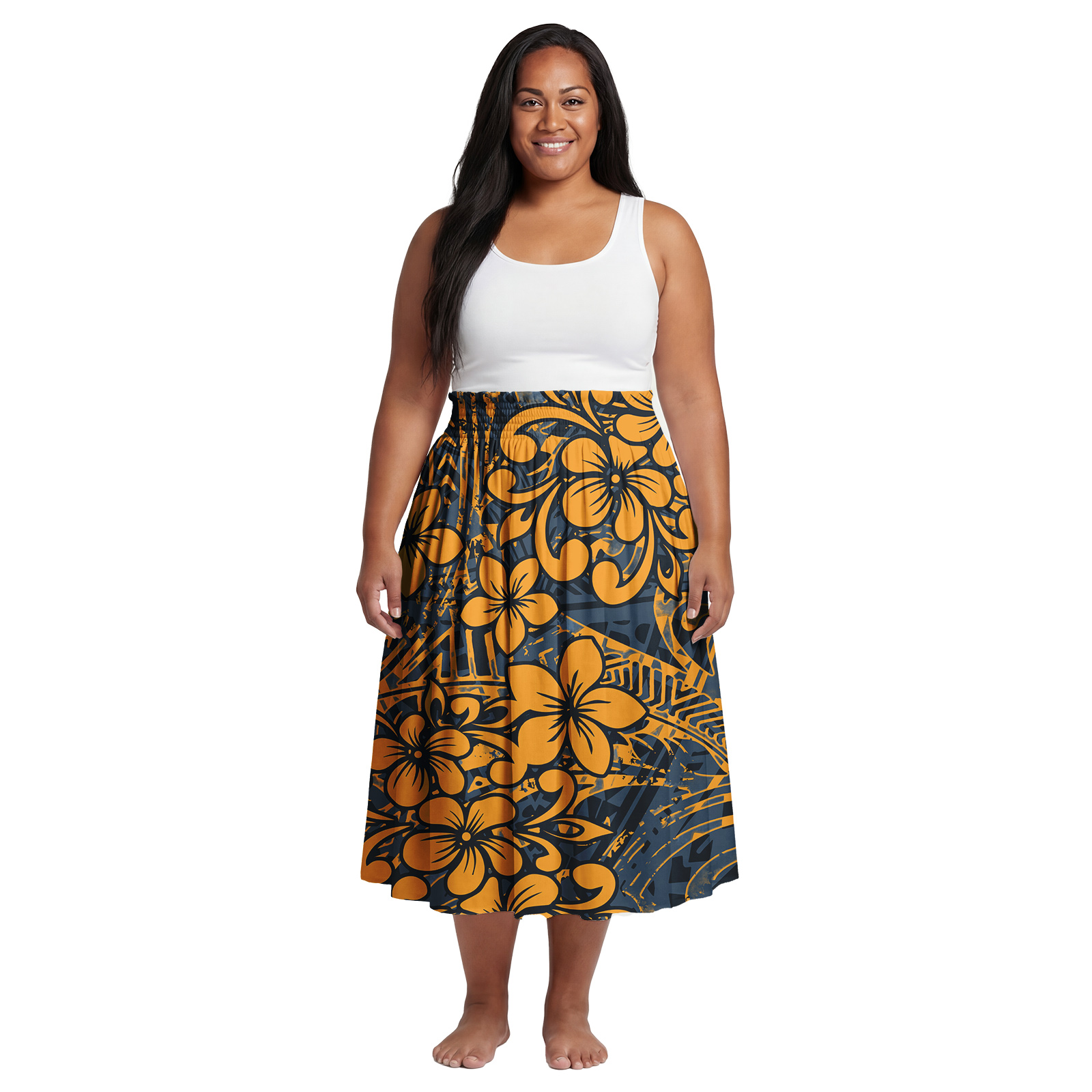 Midi Dress - Excelente Vestido Midi com Estampa Floral