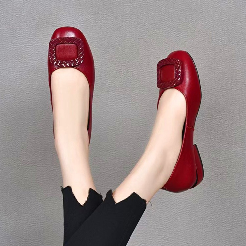 Womens Heels - Sapatos de Couro Macio com Sola