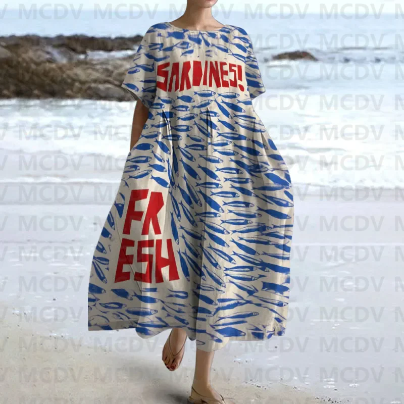 Midi Dress - Vestido midi casual feminino com estampa