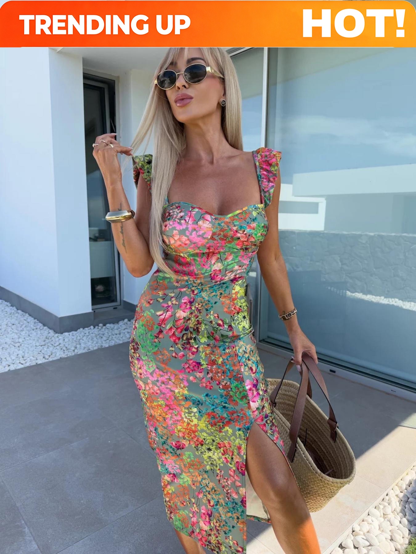 Midi Dress - Vestido Midi Elegante Boho Estampado para