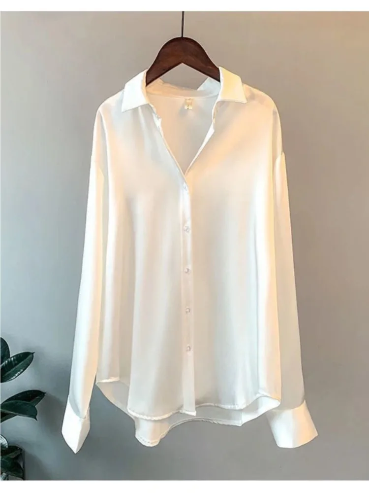 Plus size casual camisa de sed - Silk Blouse avaliação e preço