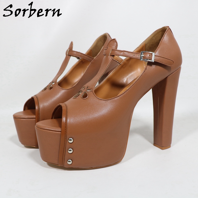 Sorbern marrom fosco feminino  - Pump Heel Block avaliação e preço