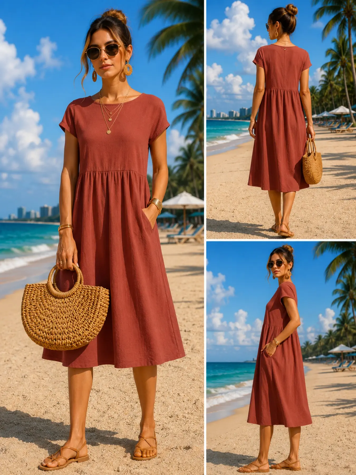 Vestido midi casual para mulhe - Midi Dress avaliação e preço