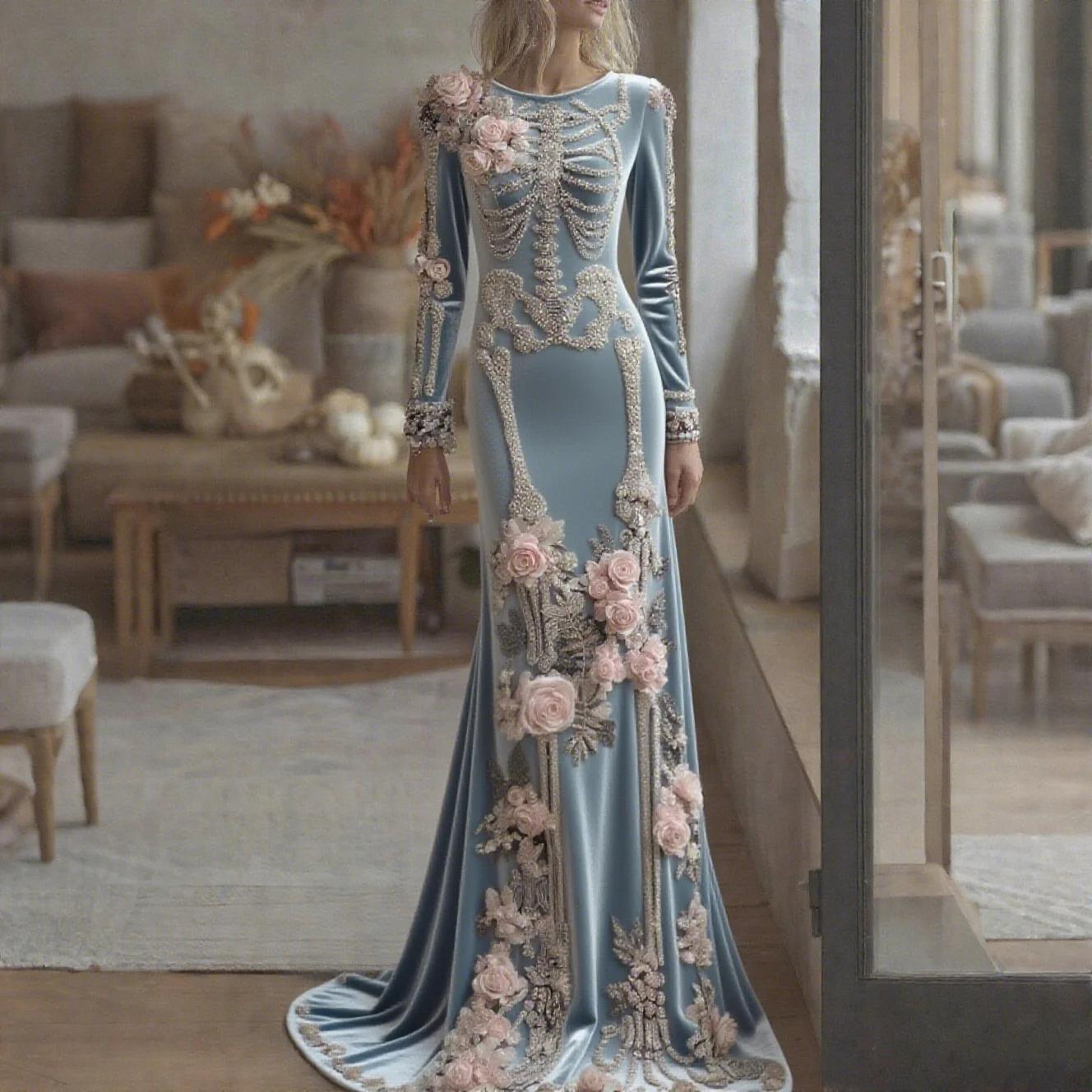 2026 Novo Vestido Maxi Floral  - Evening Gown avaliação e preço