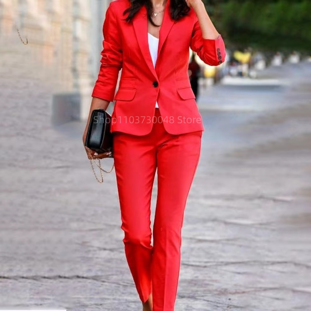 Conjunto de Blazer e Calças pa - Women'S Red Formal Wear avaliação e preço