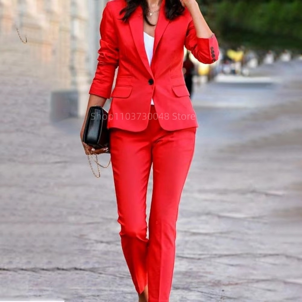 Conjunto de Blazer e Calças pa - Women'S Red Formal Wear avaliação e preço